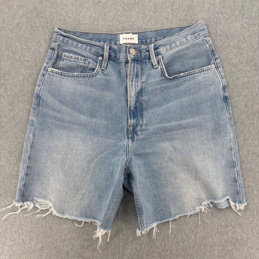 FRAME Denim Shorts Womens 31 Blue High‎ Rise Cut Off Raw Hem Distressed